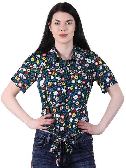 tie front floral shirt - 16963513 - Very Small Image - 1
