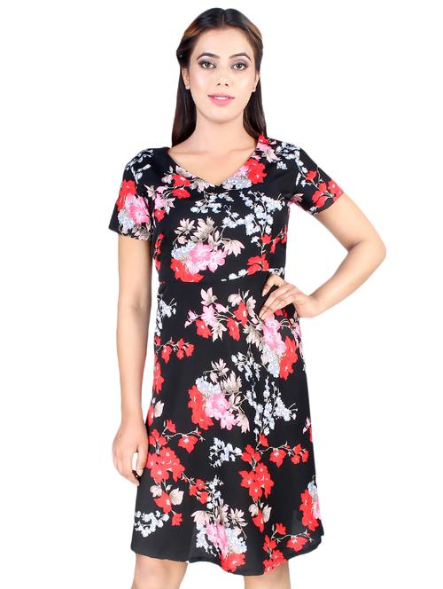 v-neck floral a-line dress - 16963729 - Very Small Image - 1