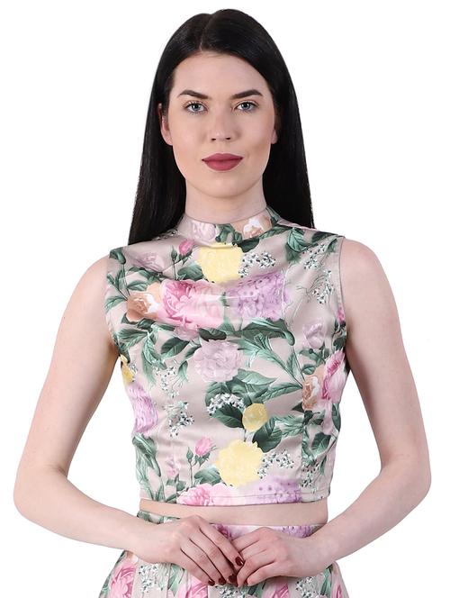 mock neck floral crop top - 16964199 - Very Small Image - 1