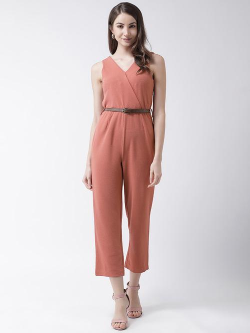 overlap neck belted jumpsuit - 16964234 - Very Small Image - 1