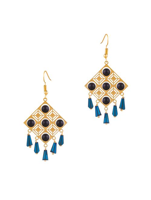 blue brass chandellier earring - 16964317 - Very Small Image - 1