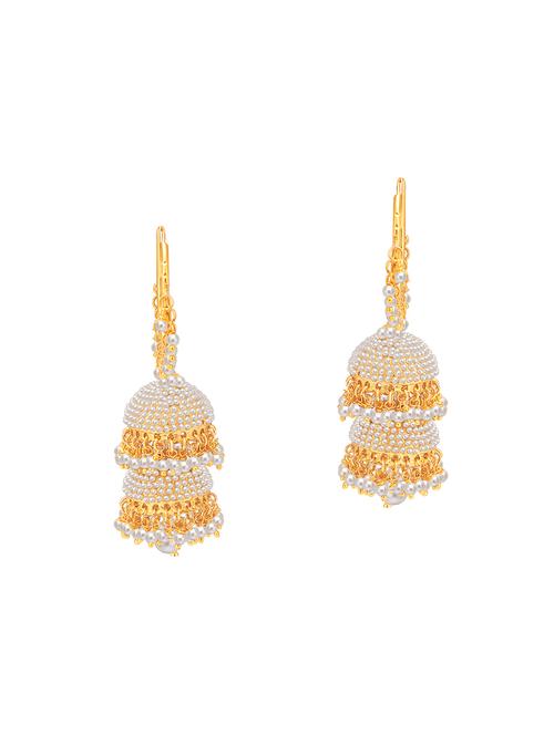 gold brass jhumka earring - 16964340 - Very Small Image - 1