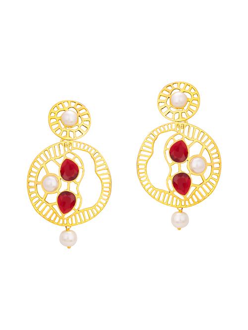 red brass drop earring - 16964352 - Very Small Image - 1