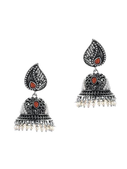 silver brass jhumka earring - 16964485 - Very Small Image - 1