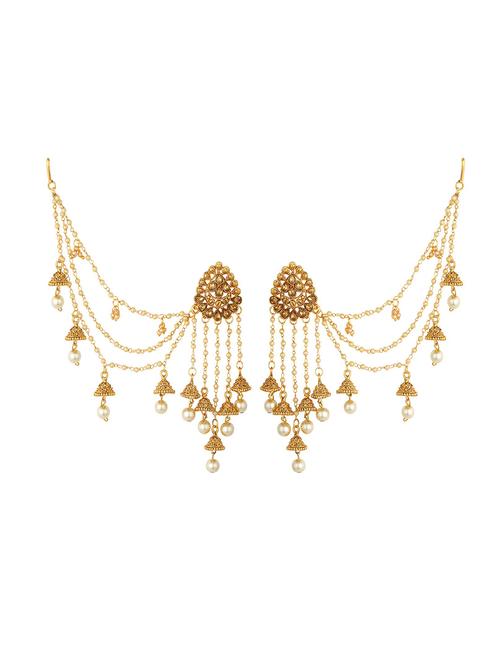 gold brass jhumka earring - 16964497 - Very Small Image - 1