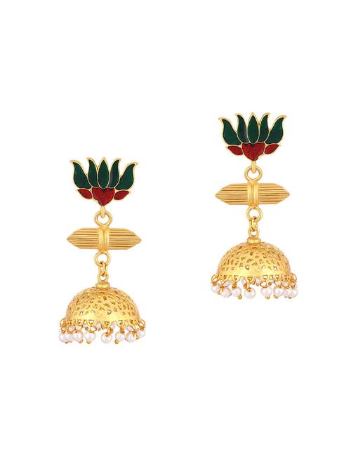 red brass jhumka earring - 16964638 - Very Small Image - 1
