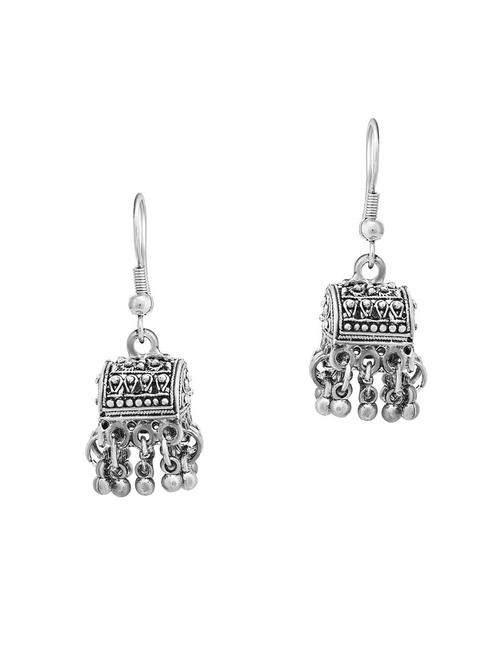 silver brass jhumka earring - 16964665 - Very Small Image - 1
