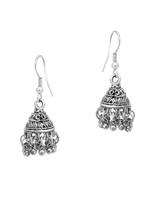 silver brass jhumka earring - 16964668 - Very Small Image - 1