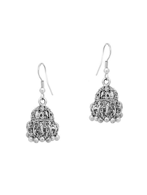silver brass jhumka earring - 16964669 - Very Small Image - 1