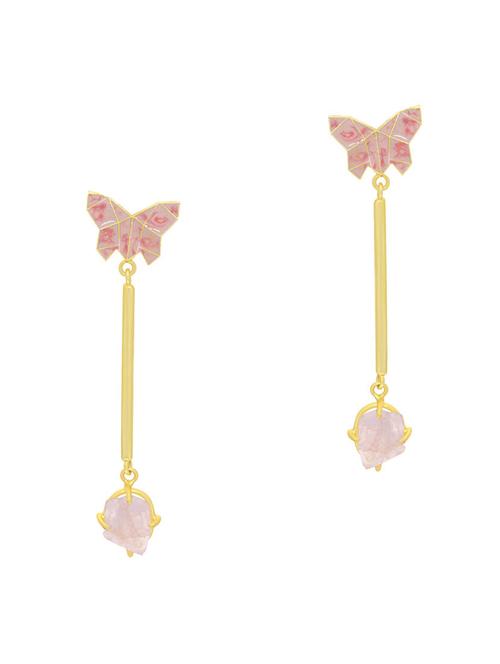 pink brass drop earring - 16964678 - Very Small Image - 1