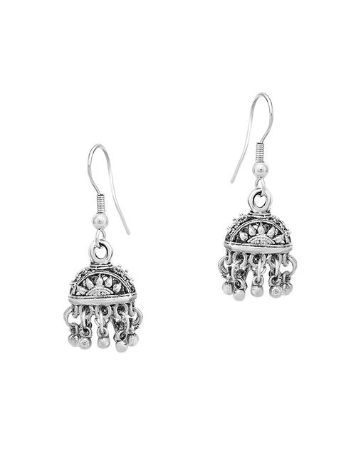 silver brass jhumka earring - 16964689 - Very Small Image - 1