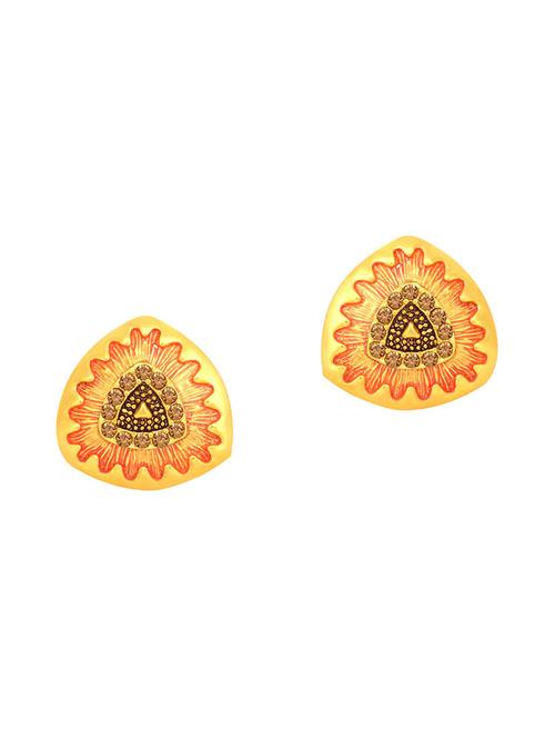orange brass studs earring - 16964712 - Very Small Image - 1
