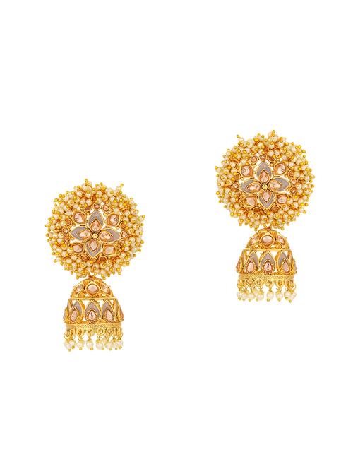 gold brass jhumka earring - 16964811 - Very Small Image - 1