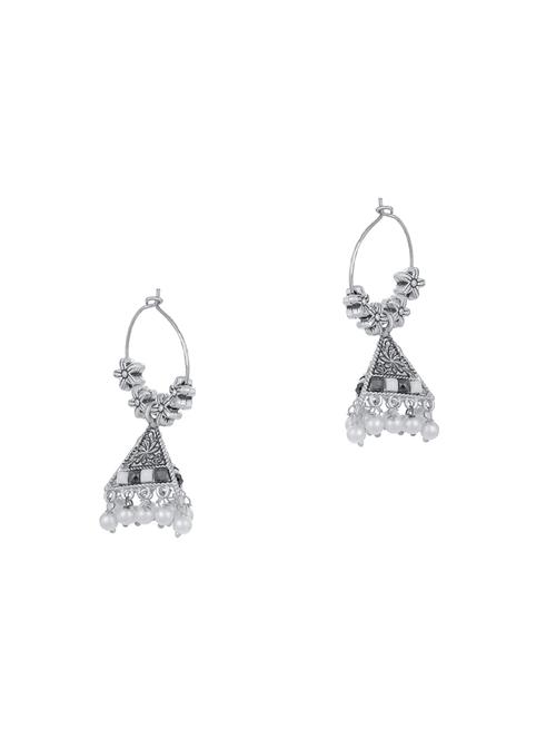 white brass jhumka earring - 16964884 - Very Small Image - 1
