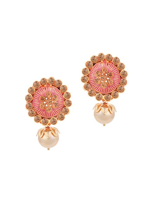 pink brass drop earring - 16964899 - Very Small Image - 1