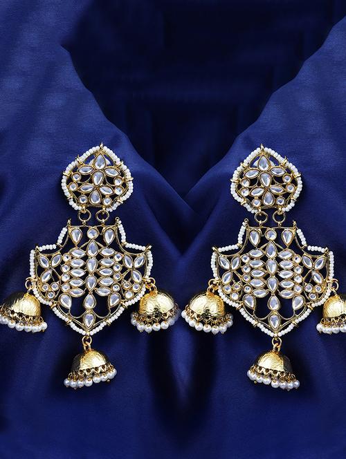gold brass jhumka earring - 16964999 - Very Small Image - 1