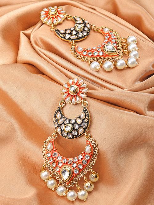 orange brass chandellier earring - 16965002 - Very Small Image - 1