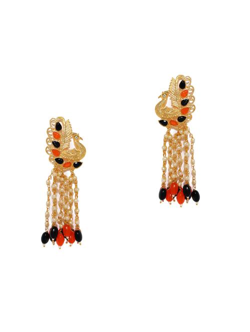 orange brass chandellier earring - 16965039 - Very Small Image - 1