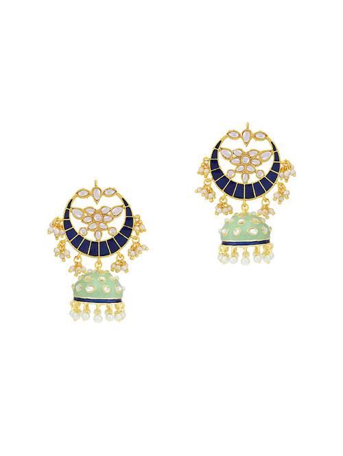 blue brass chandballi earring - 16965075 - Very Small Image - 1