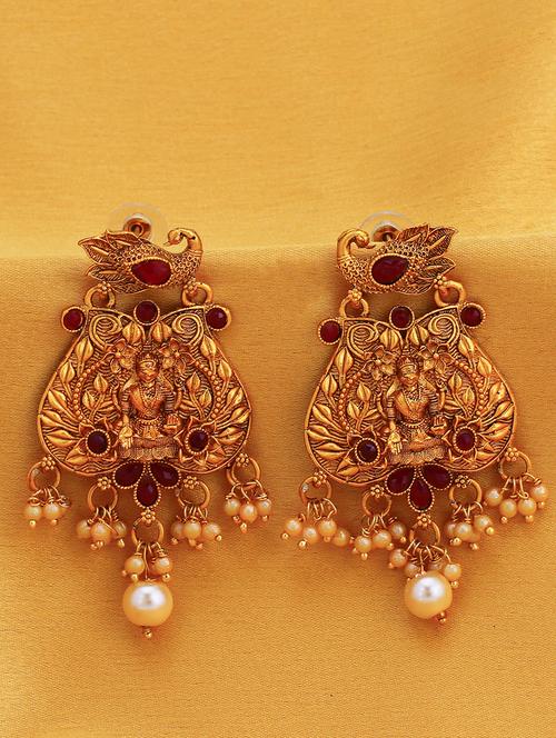 pink brass chandellier earring - 16965077 - Very Small Image - 1