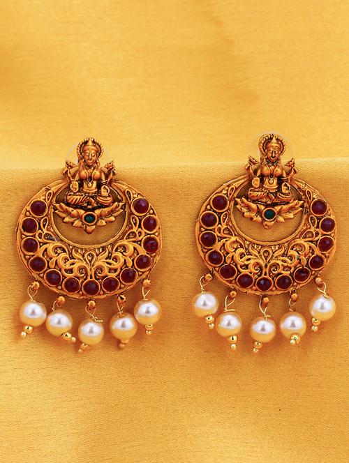pink brass chandballi earring - 16965088 - Very Small Image - 1