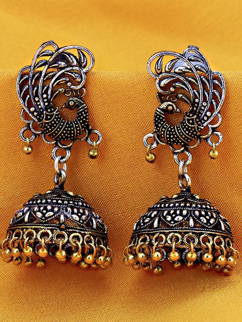 silver brass jhumka earring - 16965093 - Very Small Image - 1
