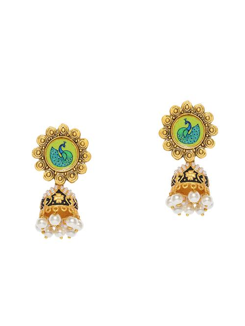 multi colored brass jhumka earring - 16965146 - Very Small Image - 1