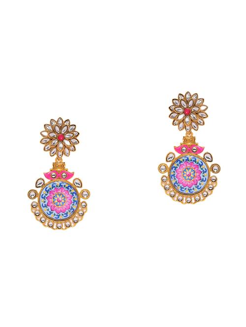 pink brass drop earring - 16965153 - Very Small Image - 1