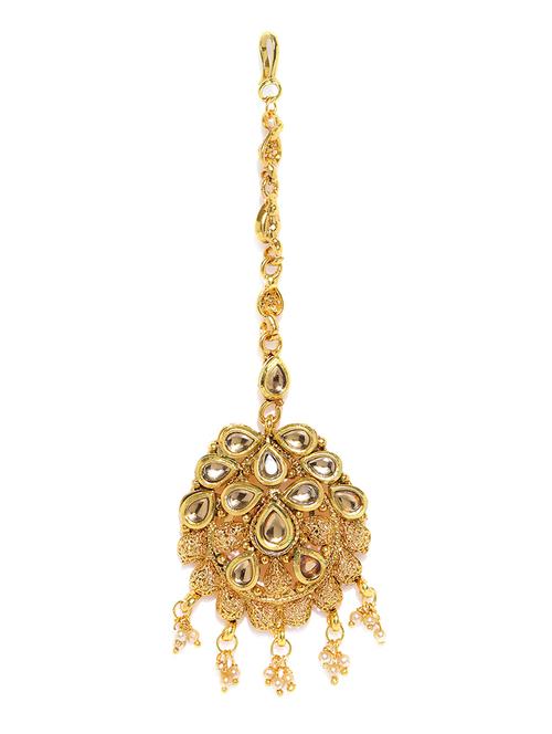 gold brass maang teeka - 16966090 - Very Small Image - 1