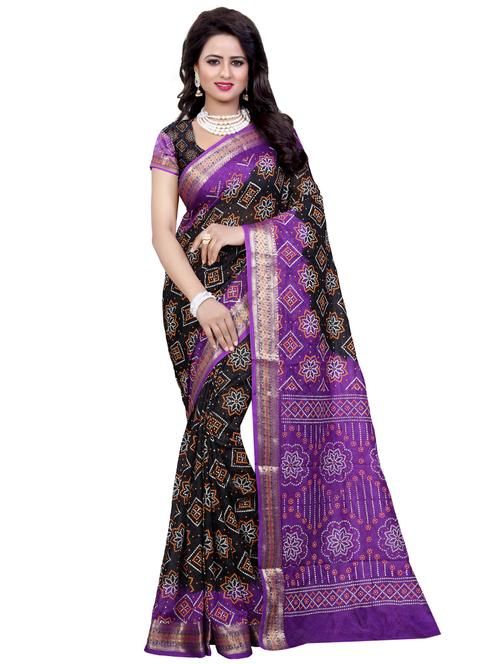 women's bandhani black colored saree with blouse - 16967045 - Very Small Image - 1