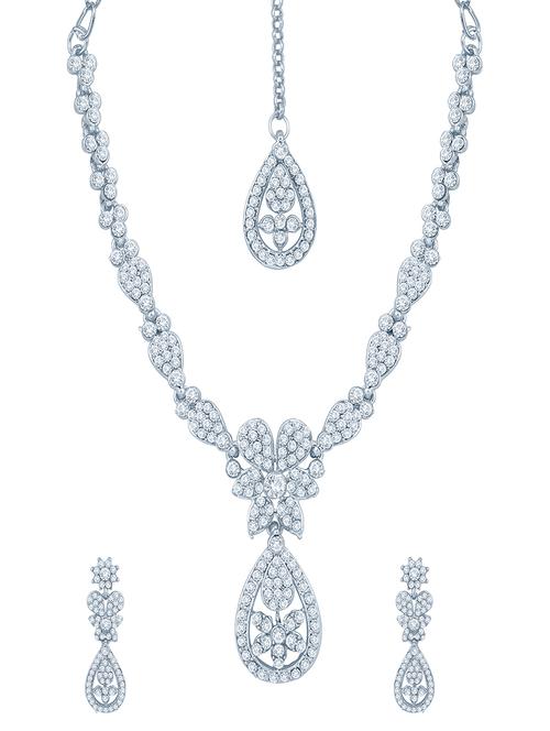 white brass necklaces and earring - 16967070 - Very Small Image - 1