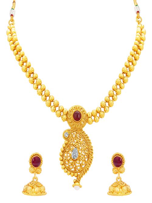 gold brass necklaces and earring - 16967143 - Very Small Image - 1