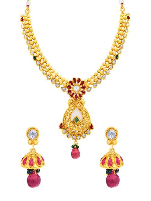 gold brass necklaces and earring - 16967146 - Very Small Image - 1