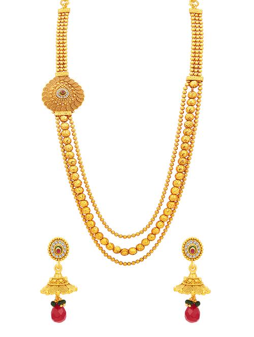 gold brass necklaces and earring - 16967152 - Very Small Image - 1