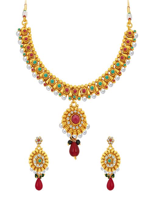 gold brass necklaces and earring - 16967161 - Very Small Image - 1