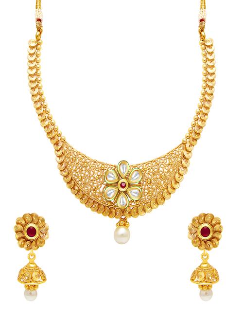 gold brass necklaces and earring - 16967201 - Very Small Image - 1