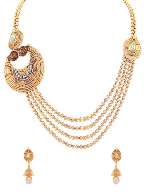 gold brass necklaces and earring - 16967204 - Very Small Image - 1