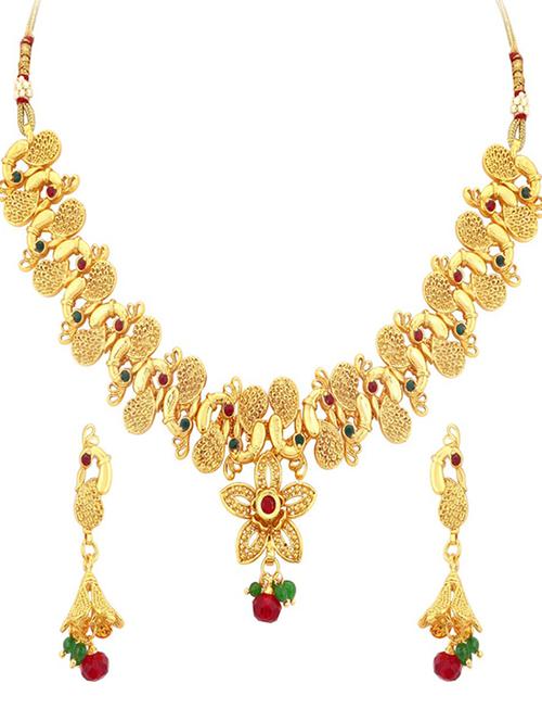 gold brass necklaces and earring - 16967235 - Very Small Image - 1