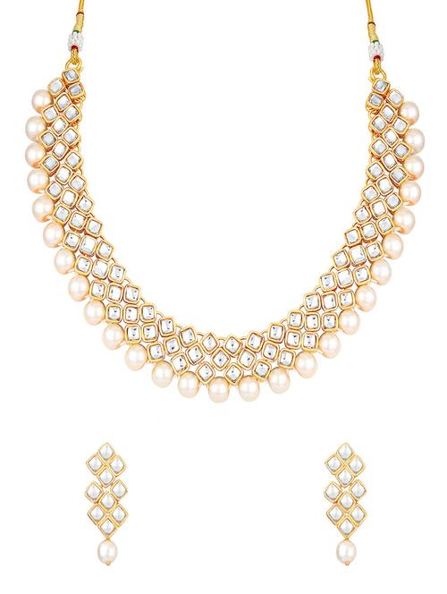 gold brass necklaces and earring - 16967254 - Very Small Image - 1