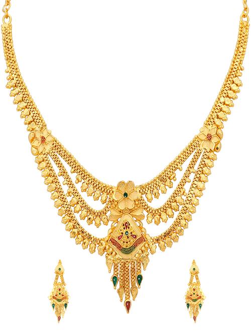 gold brass necklaces and earring - 16967265 - Very Small Image - 1