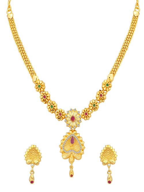 gold brass necklaces and earring - 16967266 - Very Small Image - 1