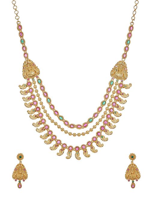gold brass set & drop earrings - 16967439 - Very Small Image - 1