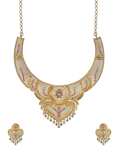 gold brass set & drop earrings - 16967442 - Very Small Image - 1