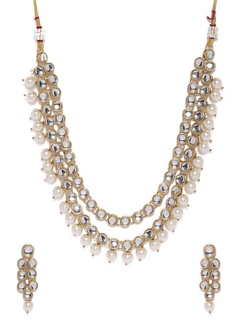 gold brass set & drop earrings - 16967466 - Very Small Image - 1