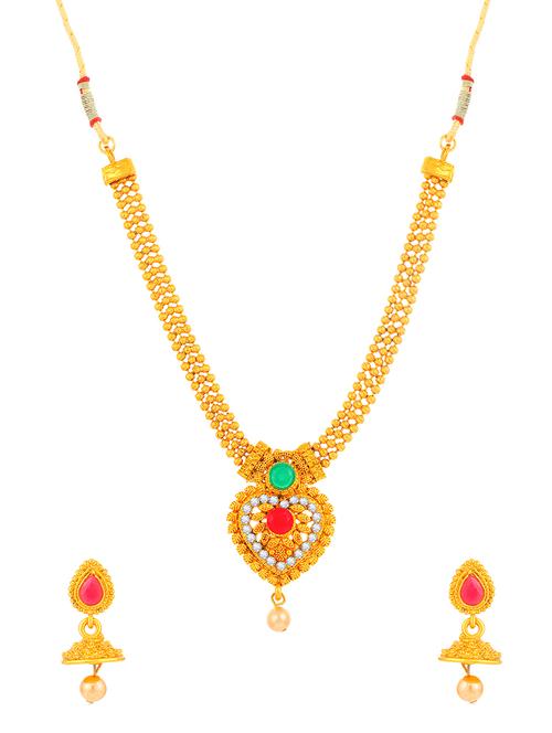 gold brass set & drop earrings - 16967549 - Very Small Image - 1