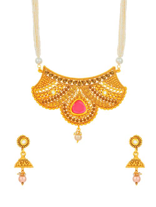 gold brass set & drop earrings - 16967559 - Very Small Image - 1