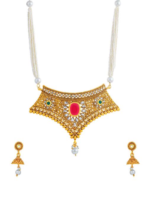 gold brass necklaces and earring - 16967563 - Very Small Image - 1