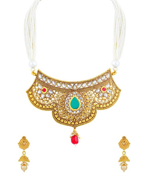 pink brass set & drop earrings - 16967609 - Very Small Image - 1