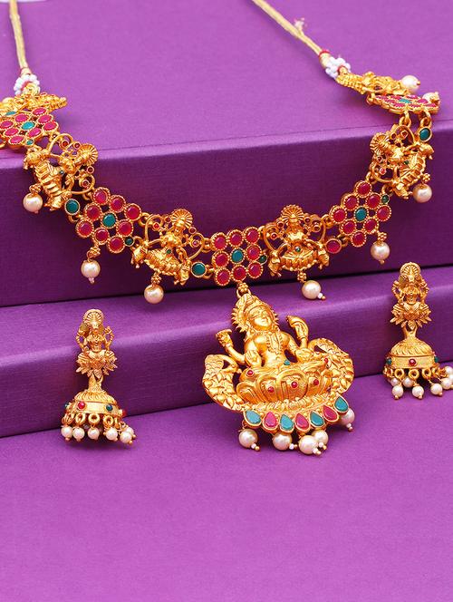 gold brass set & drop earrings - 16967633 - Very Small Image - 1