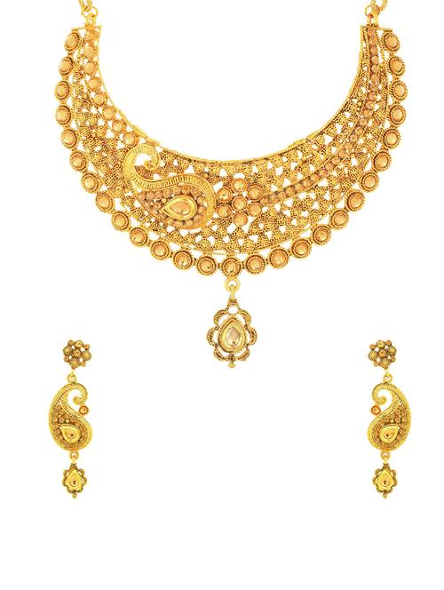gold brass set & drop earring - 16967685 - Very Small Image - 1